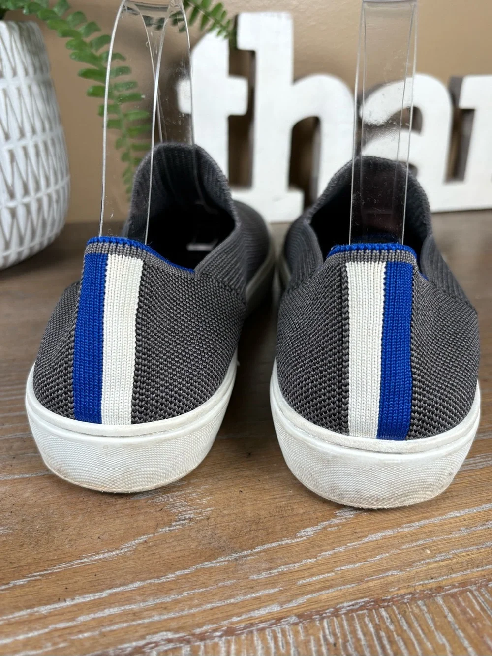 Rothy's The Original Slip-On Sneakers in a Gray knit fabric Women's Size 7.5